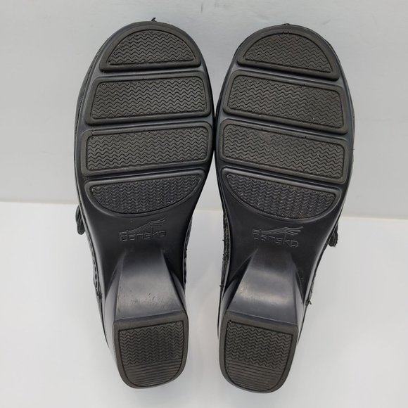 Dansko Solstice Women's Black Leather Slip On Button Clog Shoes US Size 9 EU 41 - Picture 7 of 8